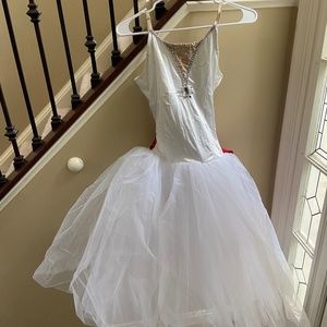 White Ballet Costume with Red Tie